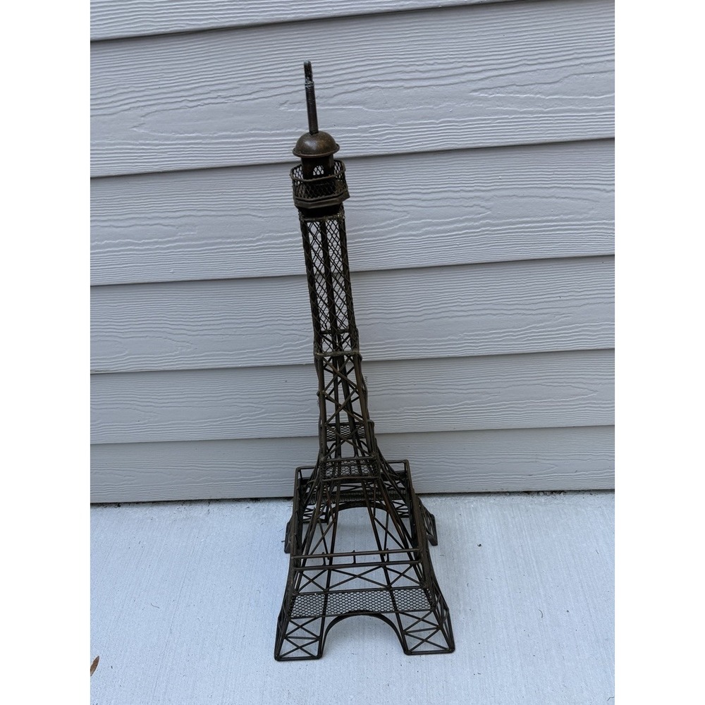 Eiffel Tower Vintage Sculpture Welded Iron Metal Industrial Paris French Garden